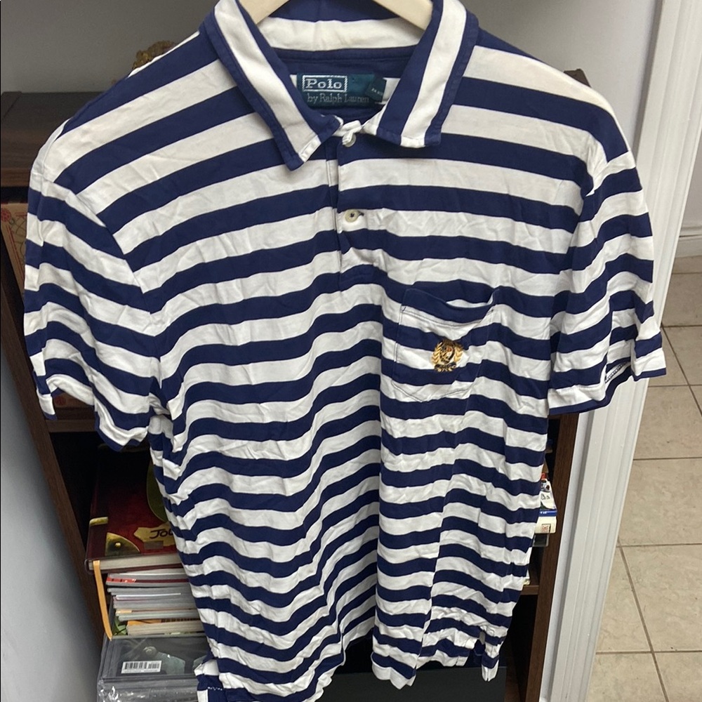 Vintage Polo by Ralph Lauren Navy Striped Men's Polo Shirt